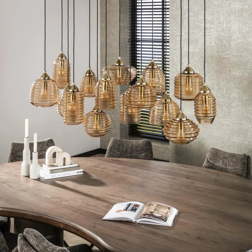 WoonStijl Hanglamp 5+5+5 rib glass
