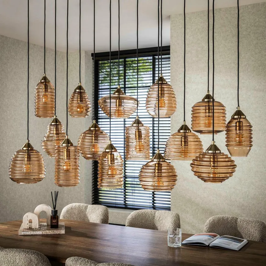 WoonStijl Hanglamp 5+5+5 rib glass