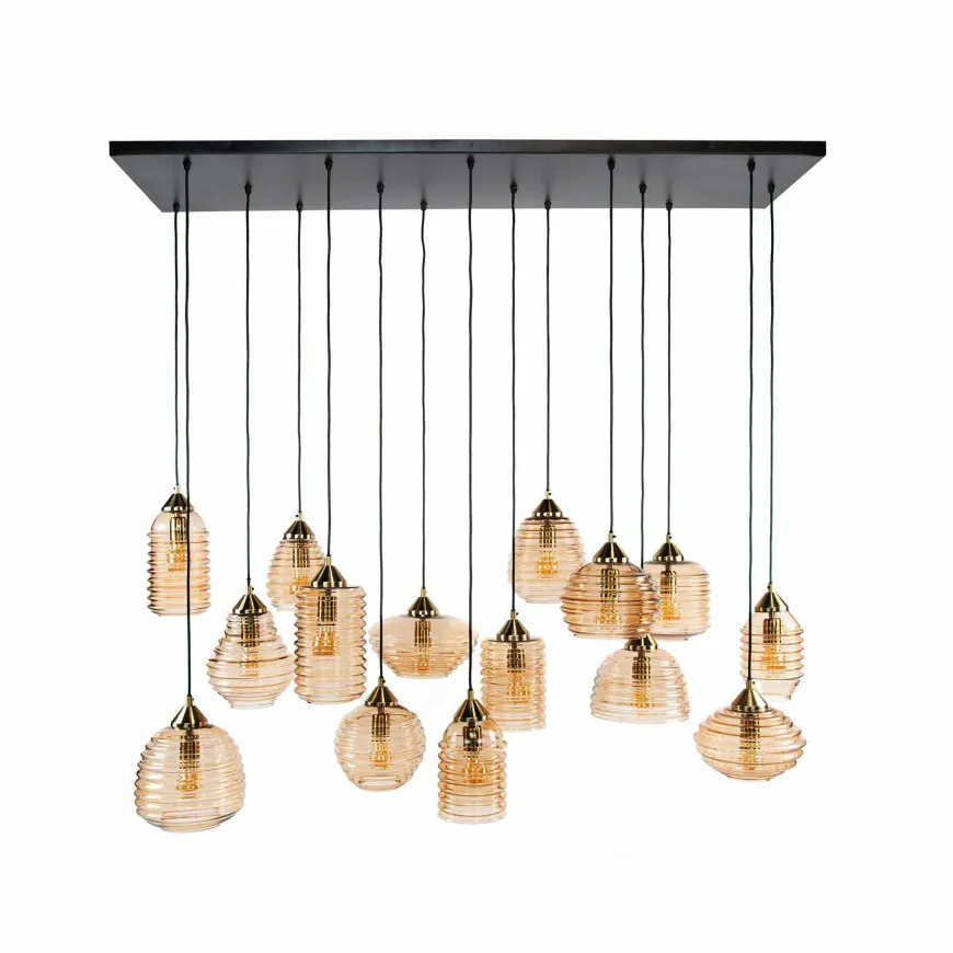WoonStijl Hanglamp 5+5+5 rib glass