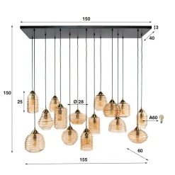 WoonStijl Hanglamp 5+5+5 rib glass
