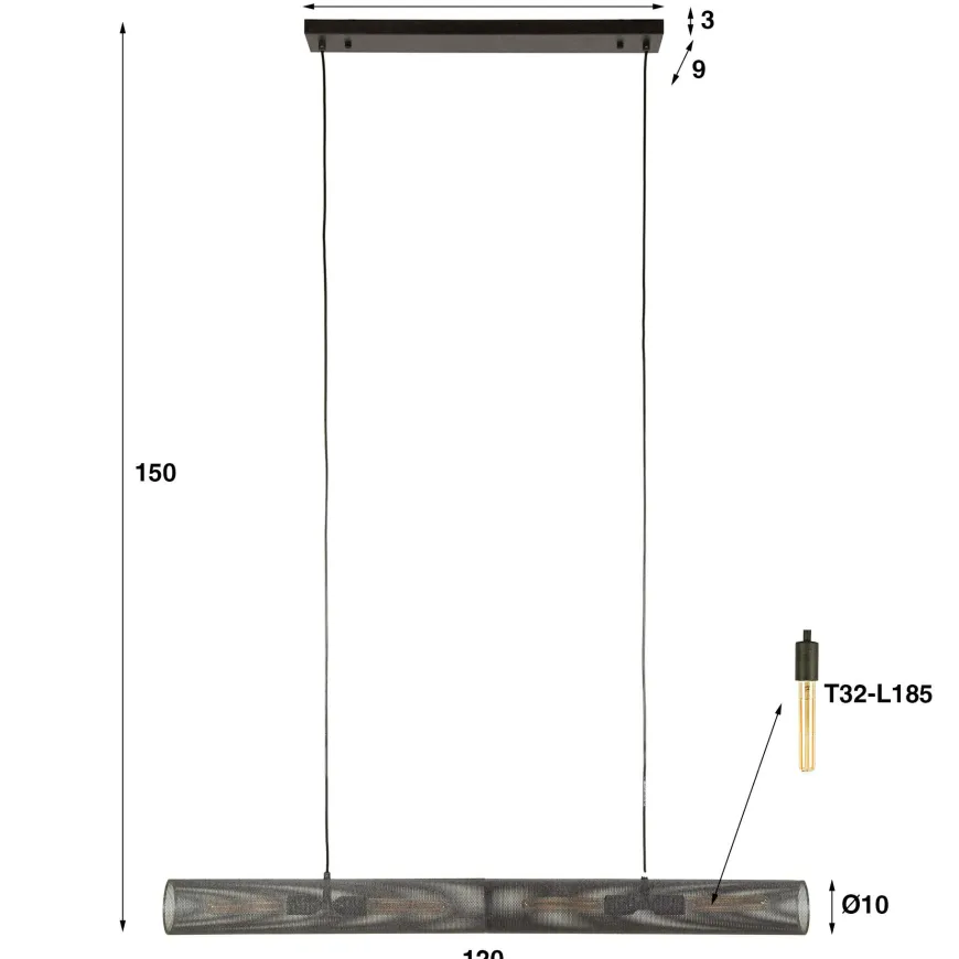 WoonStijl Hanglamp 120 tube mesh
