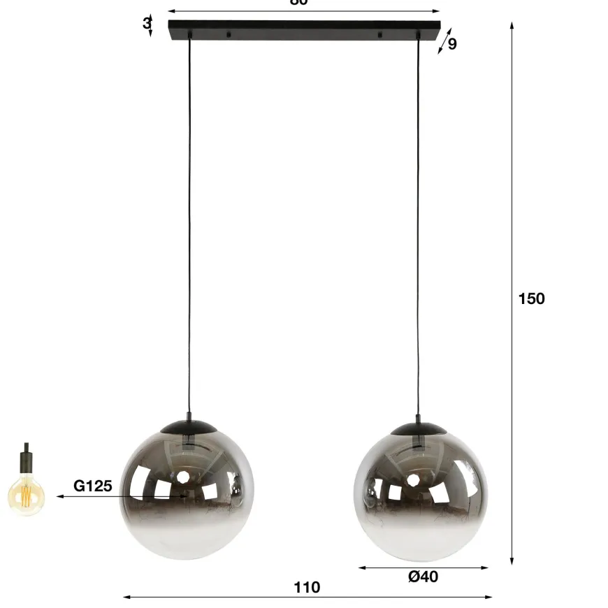 WoonStijl Hanglamp bubble shaded XL 2L
