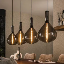 WoonStijl Hanglamp Drop smoke glass met 4 lampen