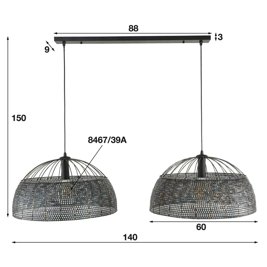 WoonStijl Hanglamp 2L armor Ø60