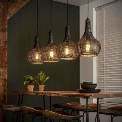 WoonStijl Hanglamp 4L armor kegel / Zwart bruin