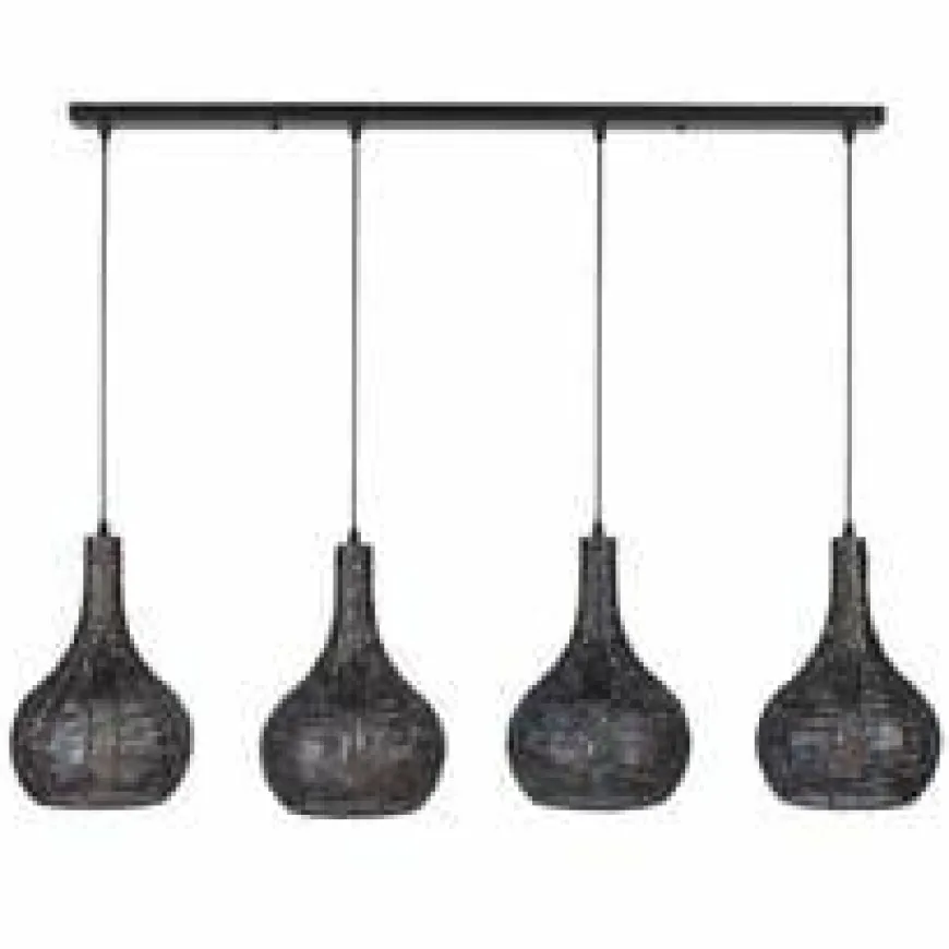 WoonStijl Hanglamp 4L armor kegel / Zwart bruin