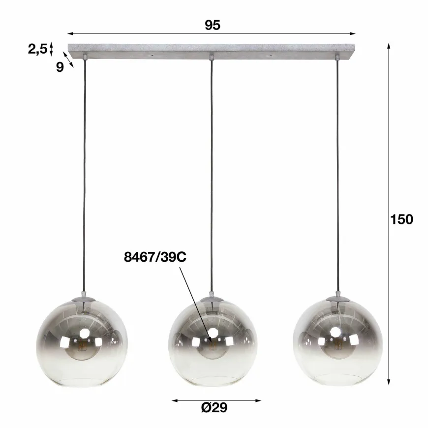 WoonStijl Hanglamp 3L bubble shaded