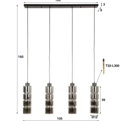 WoonStijl Hanglamp 4L cylinder glas