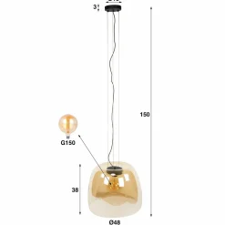 WoonStijl Hanglamp 1L drift XL glass Smoke