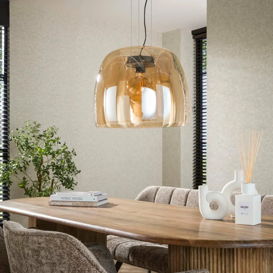 WoonStijl Hanglamp 1L drift XL glass Amber