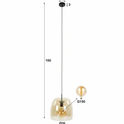 WoonStijl Hanglamp 1L drift glass Koper