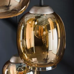 WoonStijl Hanglamp 5L getrapt mix amberkleurig glas