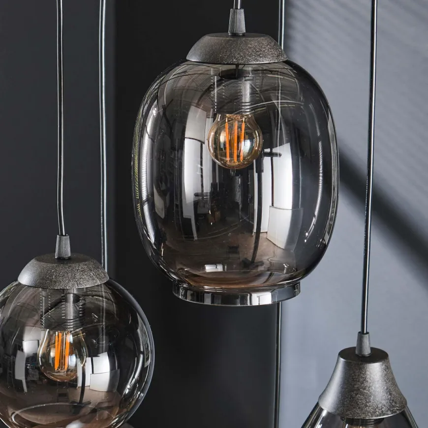 WoonStijl Hanglamp 5L getrapt mix chromed glas