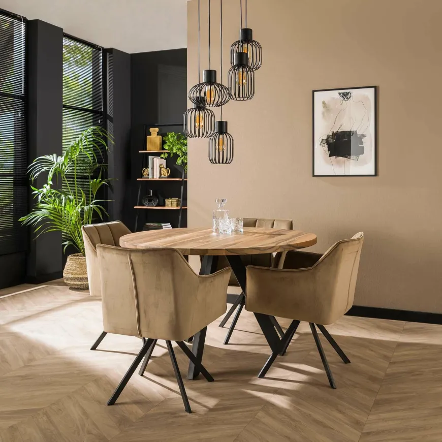 WoonStijl Hanglamp 5L getrapt mix metal