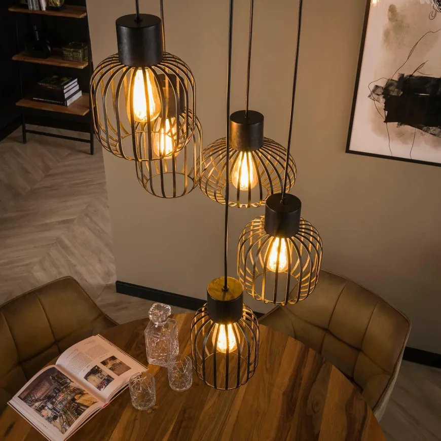 WoonStijl Hanglamp 5L getrapt mix metal