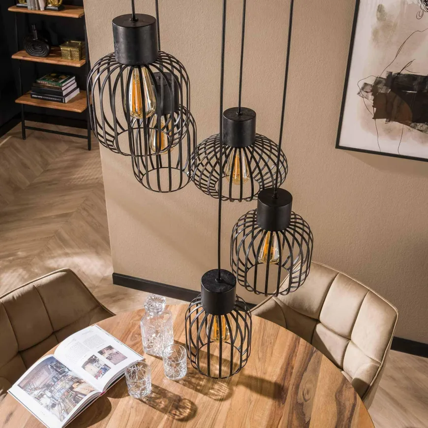 WoonStijl Hanglamp 5L getrapt mix metal