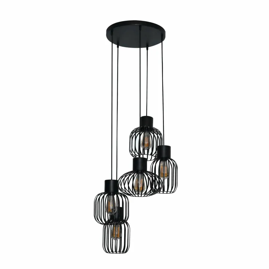 WoonStijl Hanglamp 5L getrapt mix metal