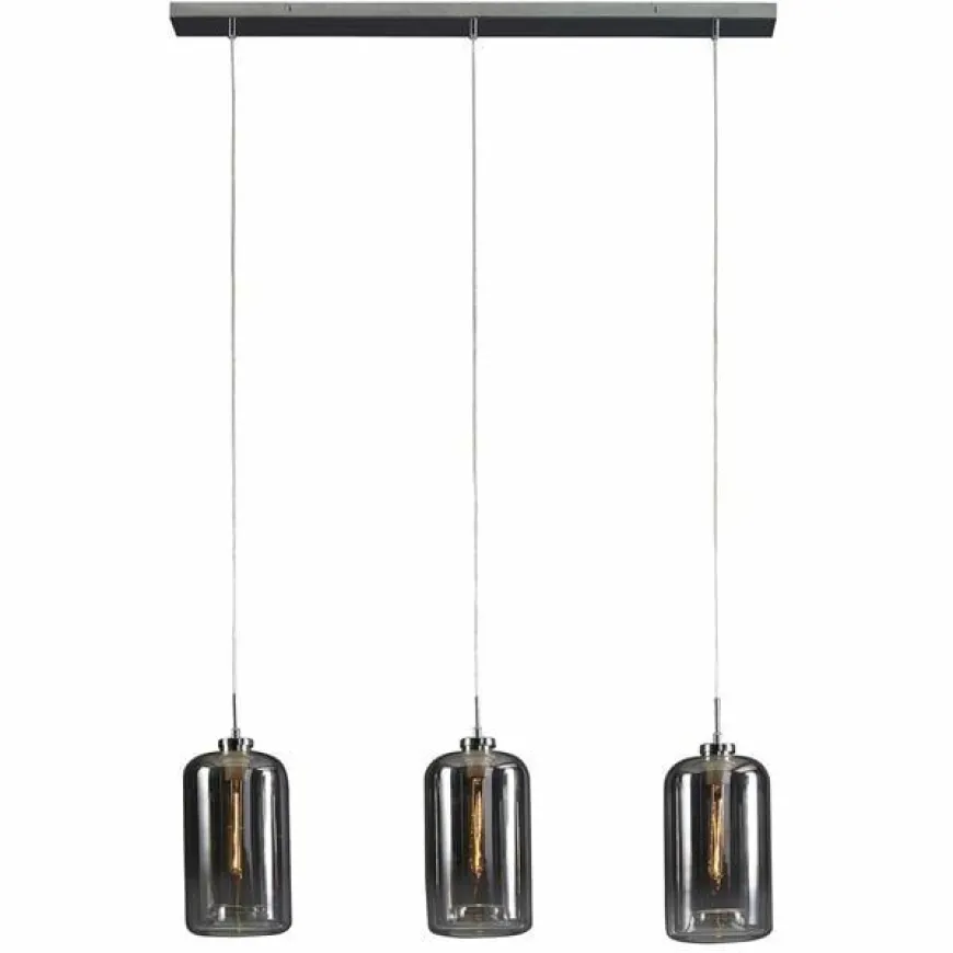 WoonStijl Hanglamp 3L Glass Metallic Grey