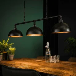 WoonStijl Hanglamp 3L Halfronde Kap-Industrial Tube