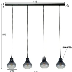 WoonStijl Hanglamp 4L kegel glass