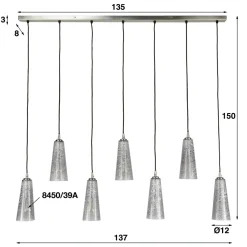WoonStijl Hanglamp 7L kegel stone