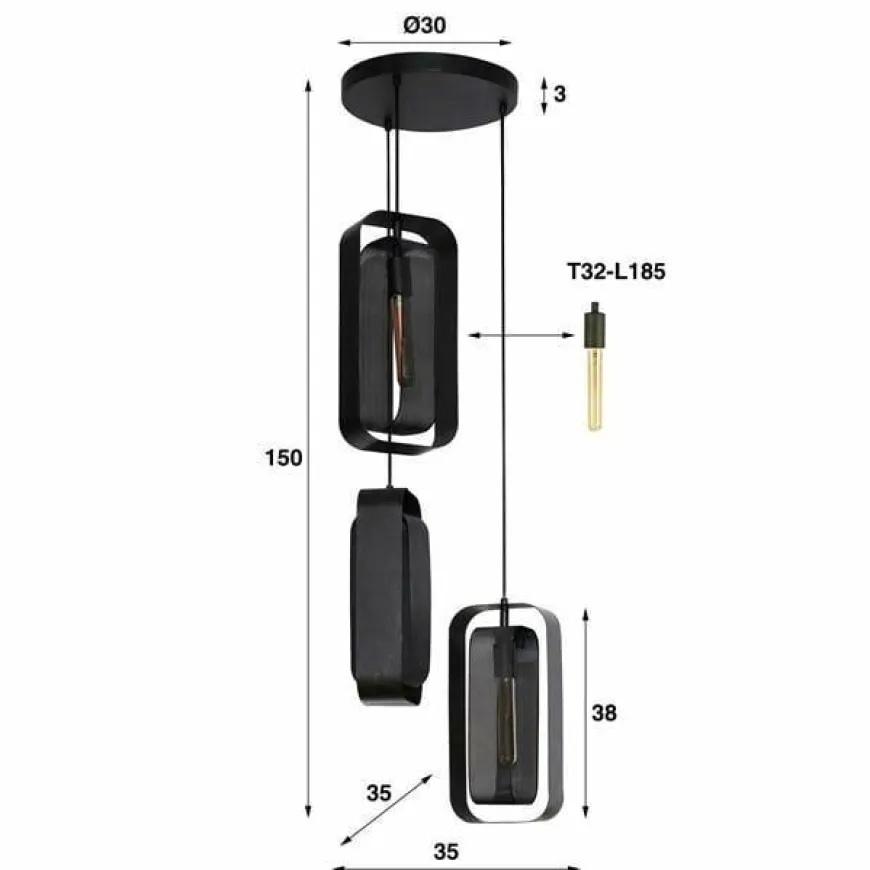 WoonStijl Hanglamp 3L mesh rotate