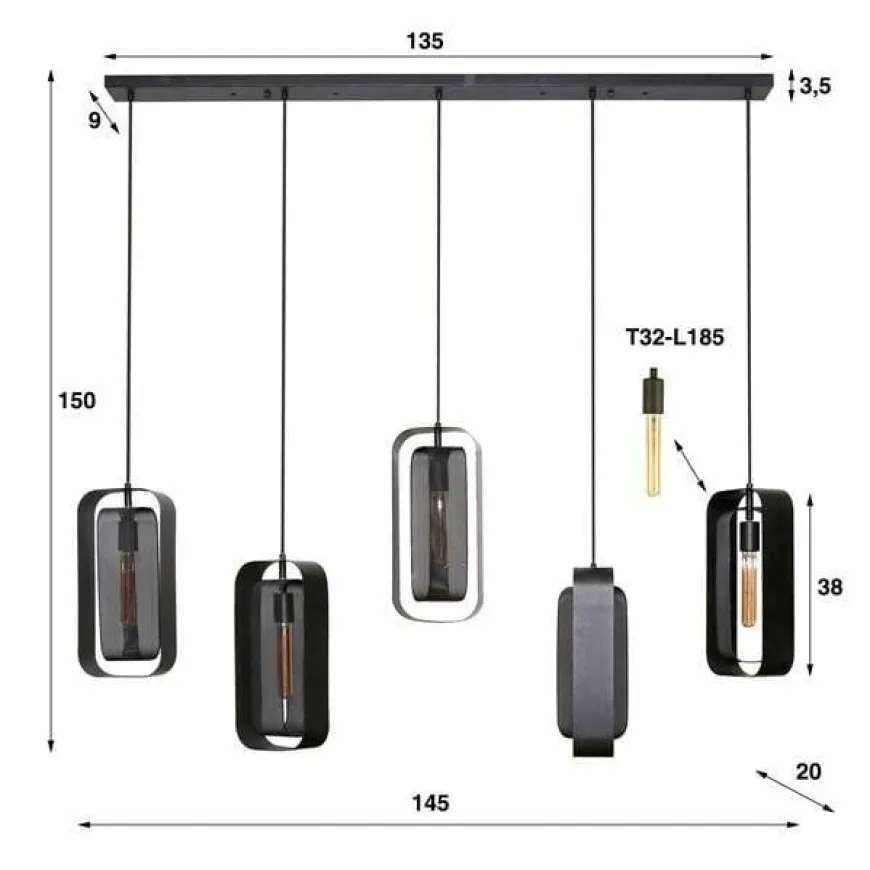 WoonStijl Hanglamp 5L mesh rotate
