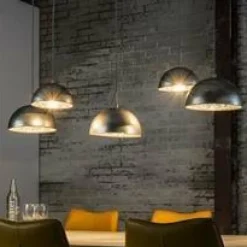 WoonStijl Hanglamp 5L met crossbar en old silvery mirror inside. / Old silvery finish