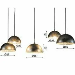WoonStijl Hanglamp 5L met crossbar en old silvery mirror inside. / Old silvery finish