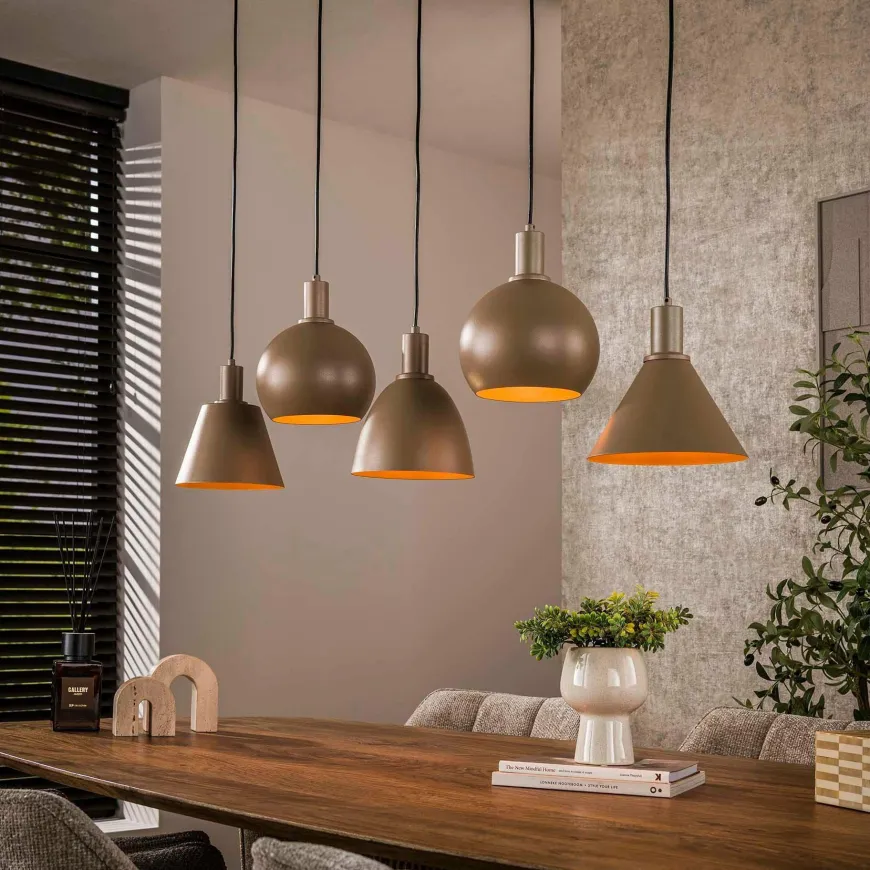 WoonStijl Hanglamp 5L Metallo mix Beige