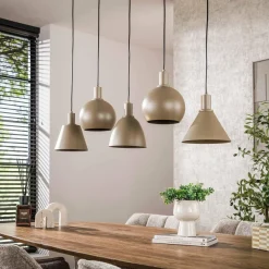 WoonStijl Hanglamp 5L Metallo mix Beige