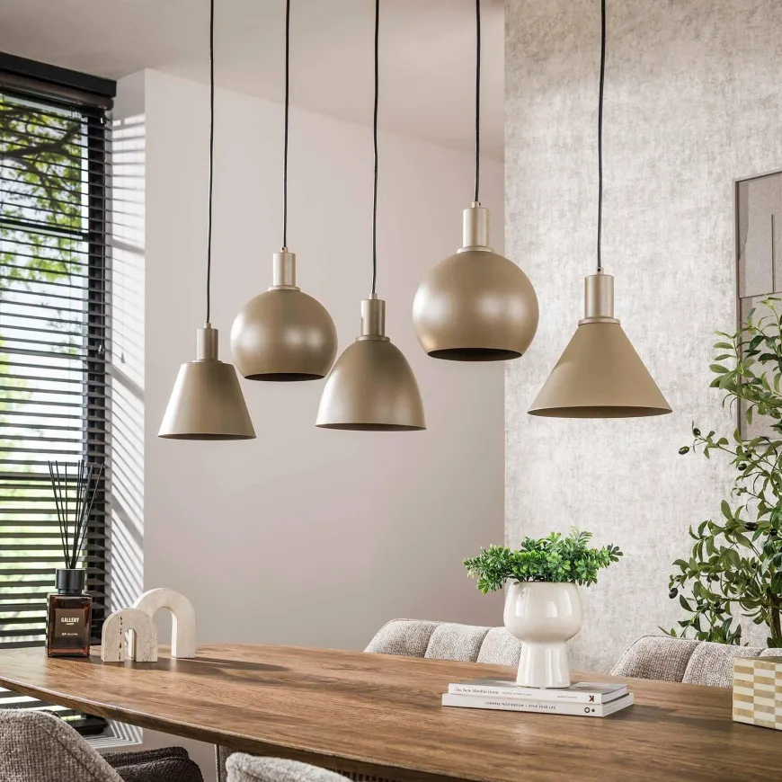 WoonStijl Hanglamp 5L Metallo mix Beige