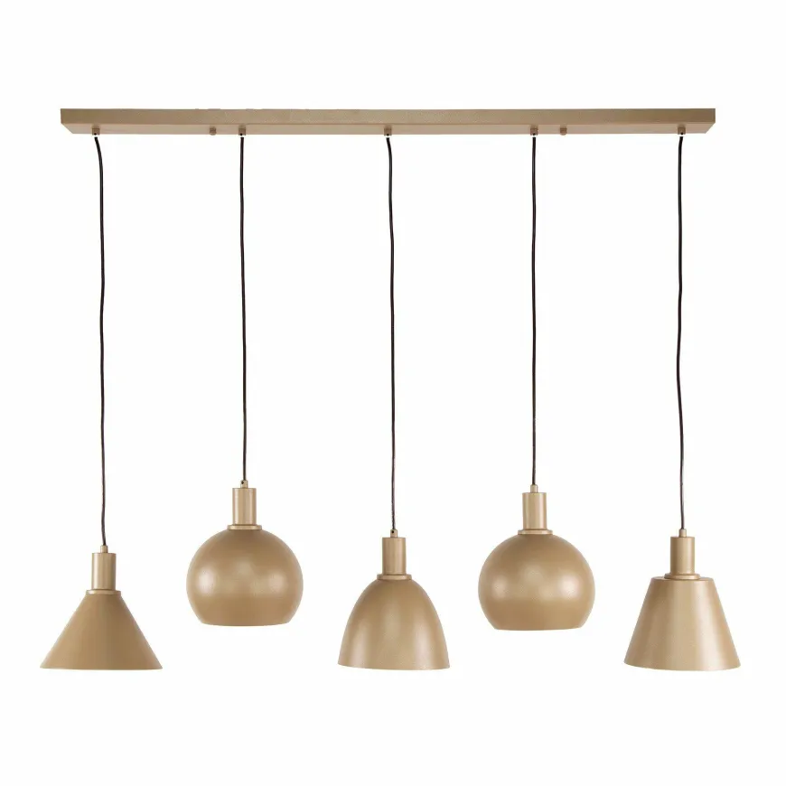 WoonStijl Hanglamp 5L Metallo mix Beige