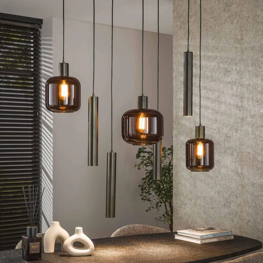 WoonStijl Hanglamp 4+3L mix Bronza