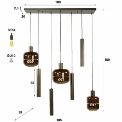 WoonStijl Hanglamp 4+3L mix Bronza