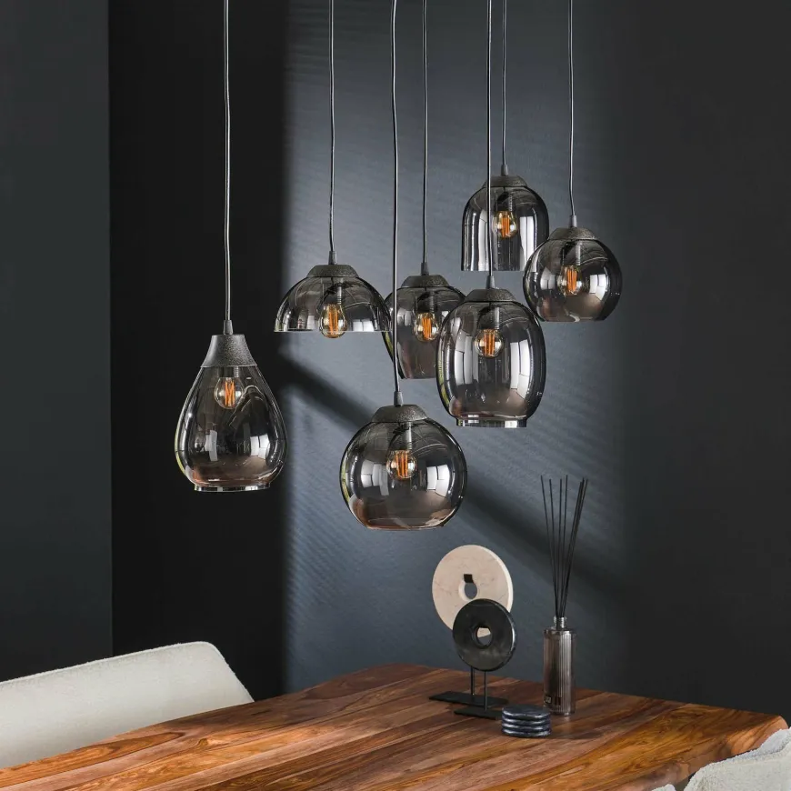 WoonStijl Hanglamp 4+3L mix chromed glas