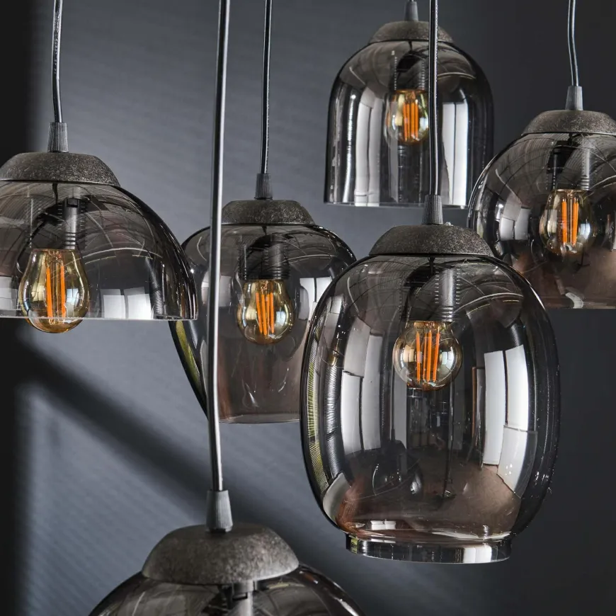WoonStijl Hanglamp 4+3L mix chromed glas