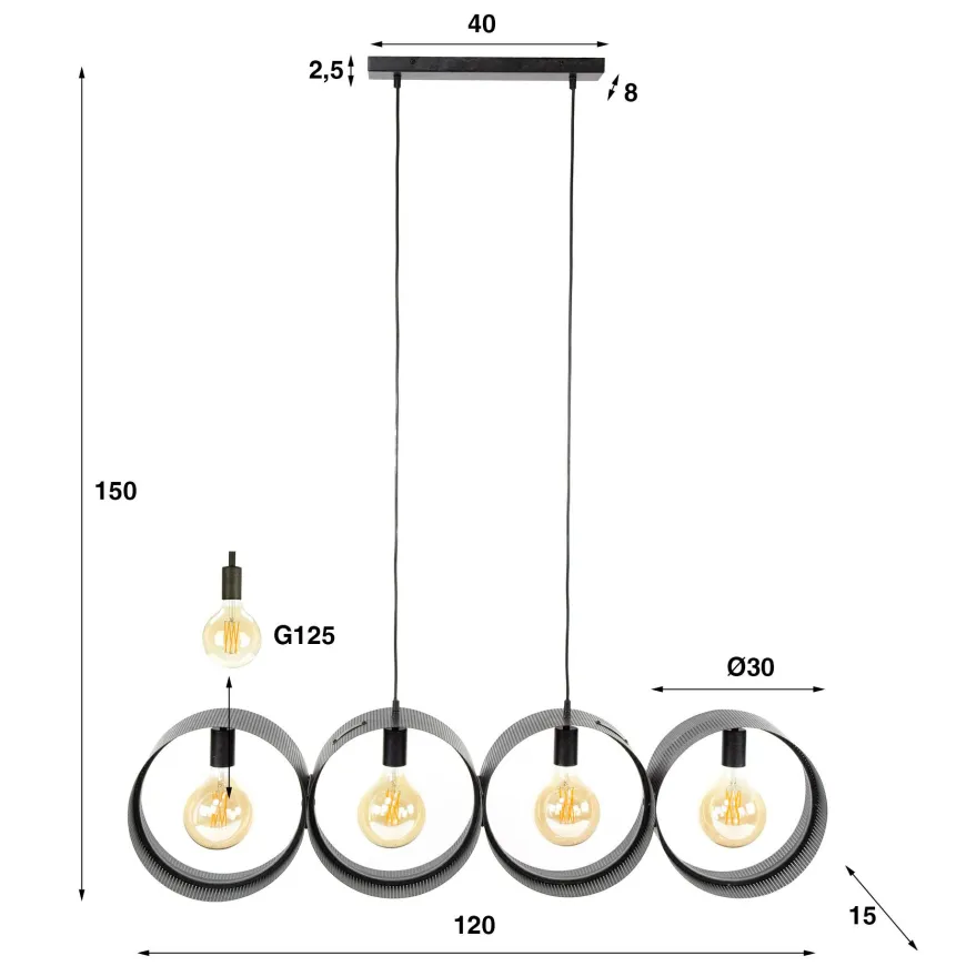 WoonStijl Hanglamp 4L ring geperforeerd