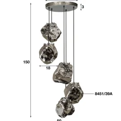 WoonStijl Hanglamp 5L rock getrapt