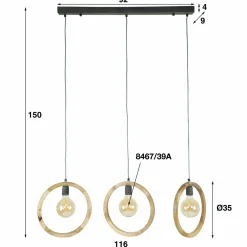 WoonStijl Hanglamp 3L round wood