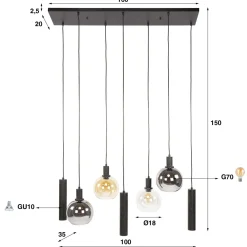 WoonStijl Hanglamp 4+3L Sfera tricolore