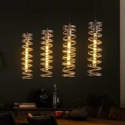 WoonStijl Hanglamp 4L spiral / Burned zilverkleurig