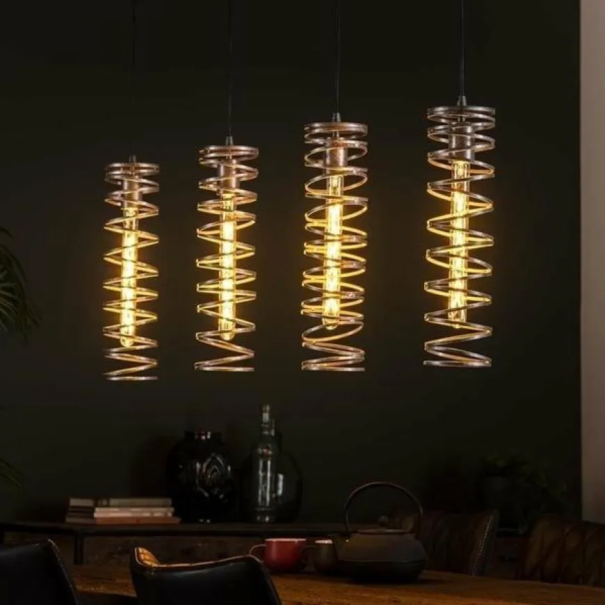 WoonStijl Hanglamp 4L spiral / Burned zilverkleurig