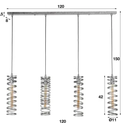 WoonStijl Hanglamp 4L spiral / Burned zilverkleurig