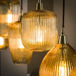 WoonStijl Hanglamp 5L stripe glass mix