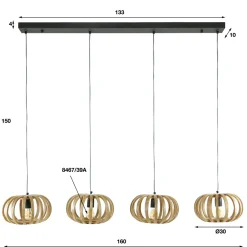 WoonStijl Hanglamp 4L stripes