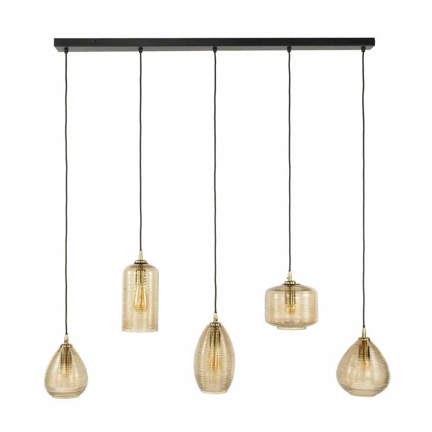 WoonStijl Hanglamp 5L Stripe glas horizontaal
