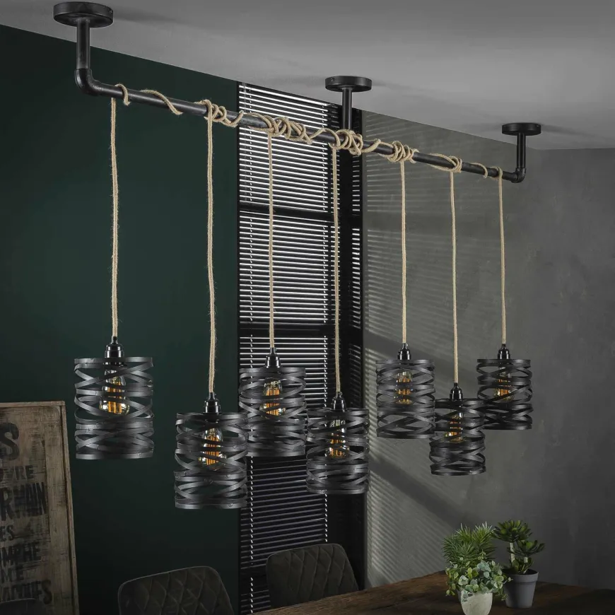 WoonStijl Hanglamp 7L twist wikkel XL / Slate grey