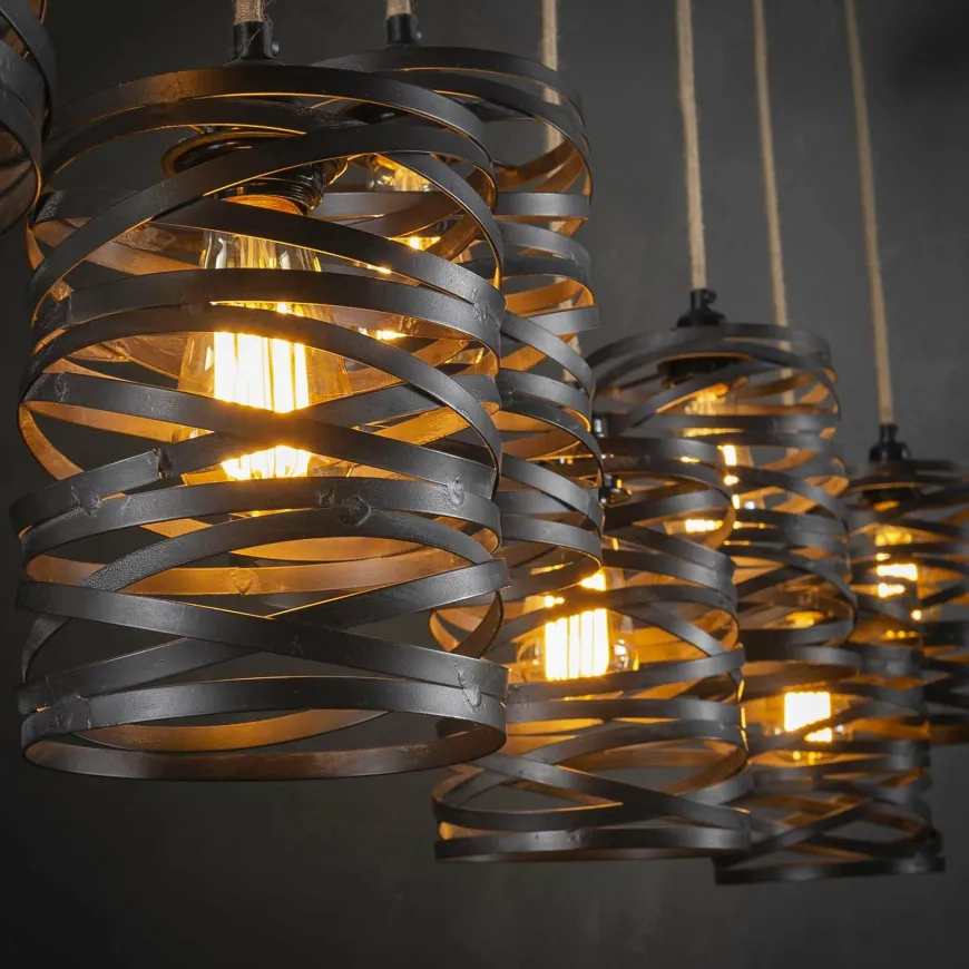 WoonStijl Hanglamp 7L twist wikkel XL / Slate grey