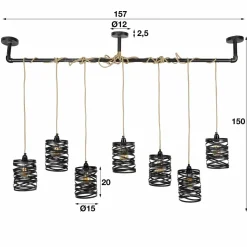 WoonStijl Hanglamp 7L twist wikkel XL / Slate grey